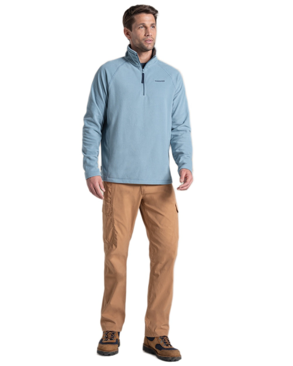 Morning Fog coloured Craghoppers Mens National Trust Corey II Half Zip Fleece on white background 