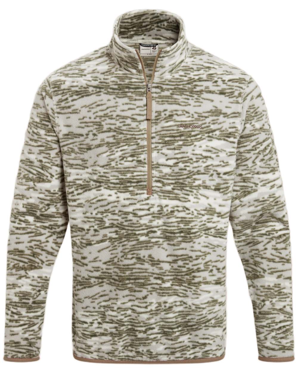 Cardamon Print coloured Craghoppers Mens National Trust Irt Half Zip Fleece on white background 
