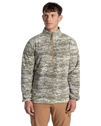 Cardamon Print coloured Craghoppers Mens National Trust Irt Half Zip Fleece on white background 