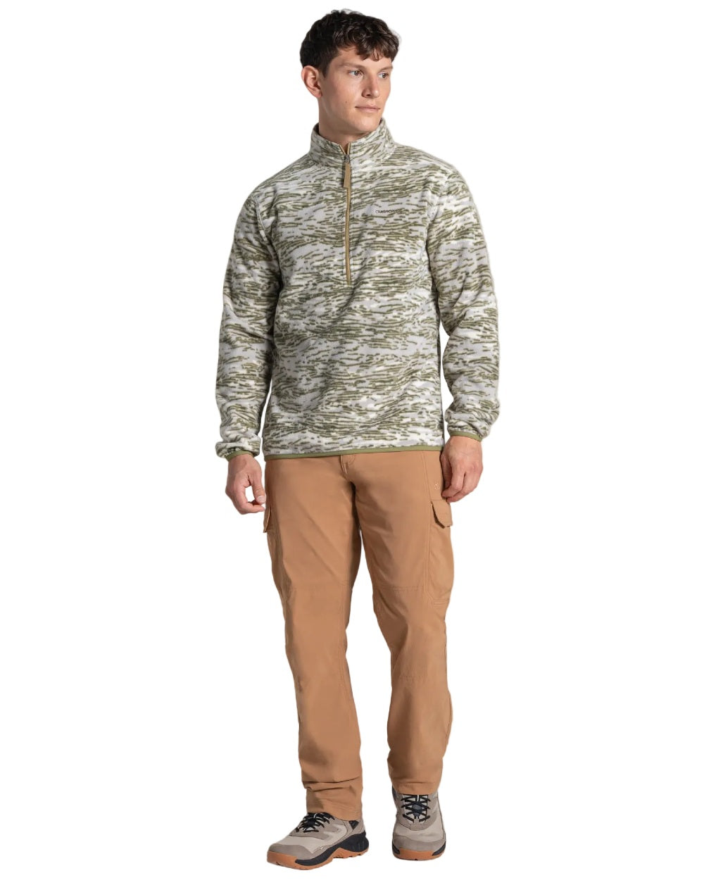 Cardamon Print coloured Craghoppers Mens National Trust Irt Half Zip Fleece on white background 