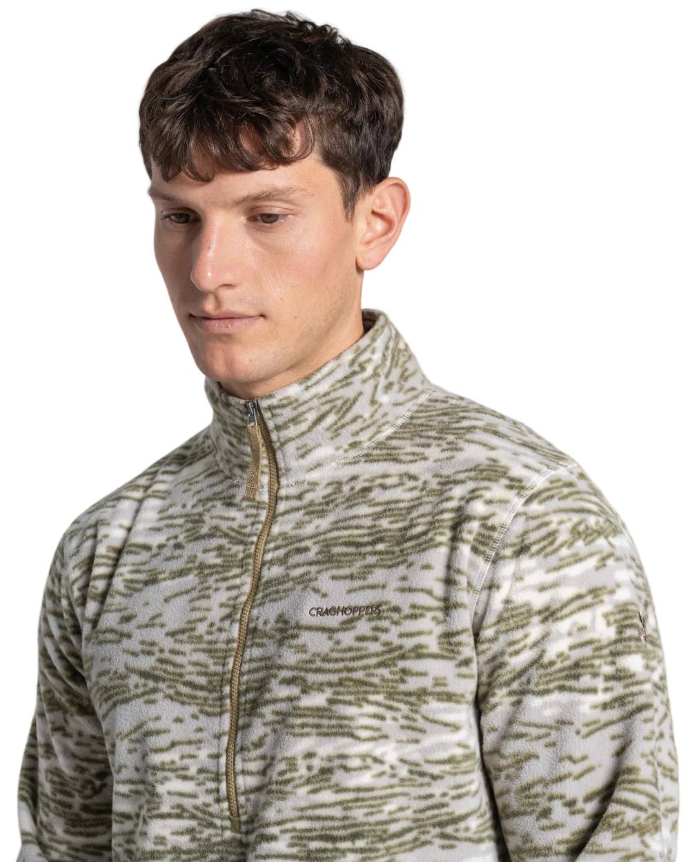 Cardamon Print coloured Craghoppers Mens National Trust Irt Half Zip Fleece on white background 