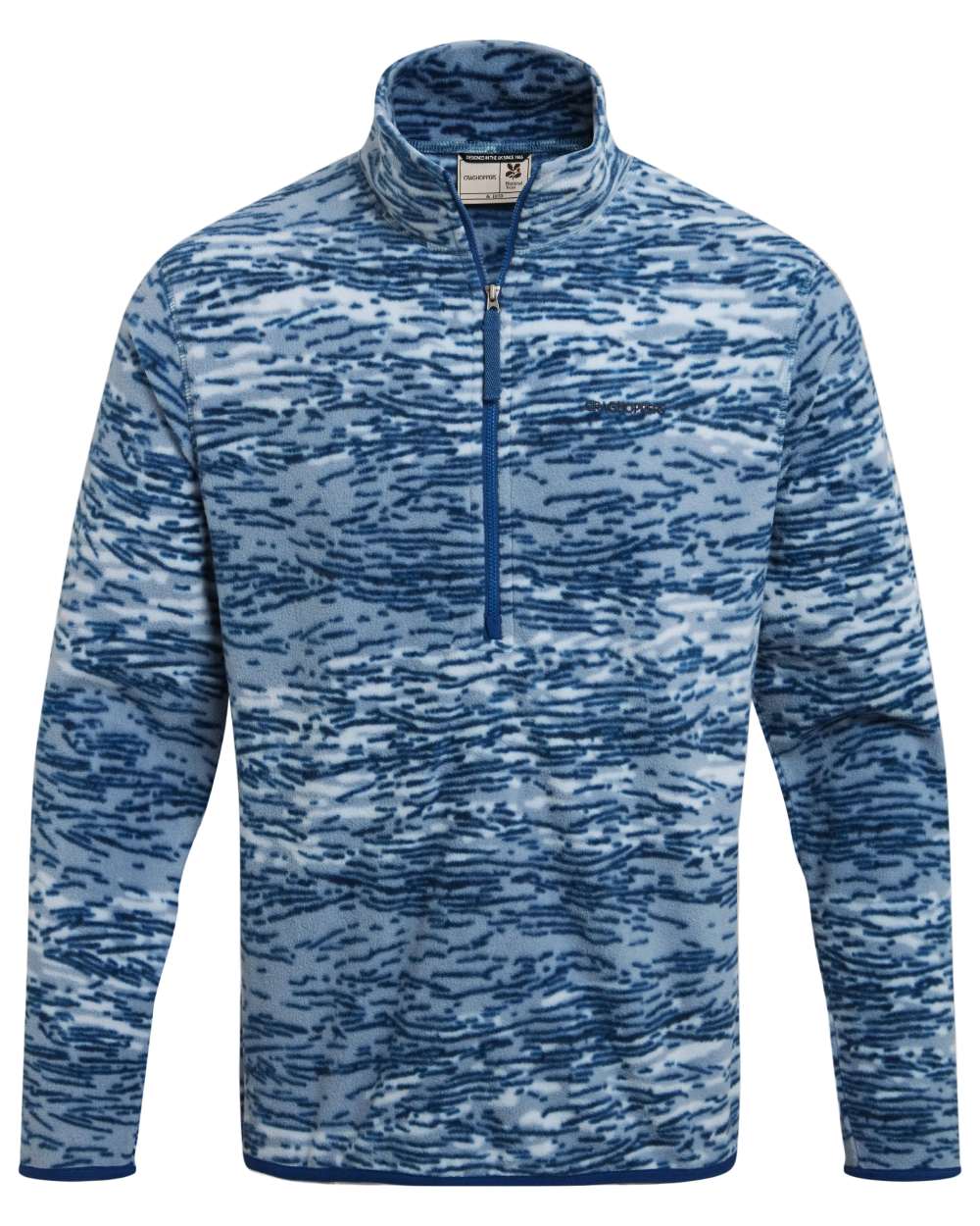 Juniper Berry Print coloured Craghoppers Mens National Trust Irt Half Zip Fleece on white background 