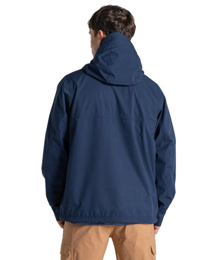 Blue Navy coloured Craghoppers Mens National Trust Keskadale Waterproof Jacket on white background 