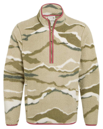 Cardamon Print coloured Craghoppers Mens National Trust Rawthey Half Zip Fleece on white background 