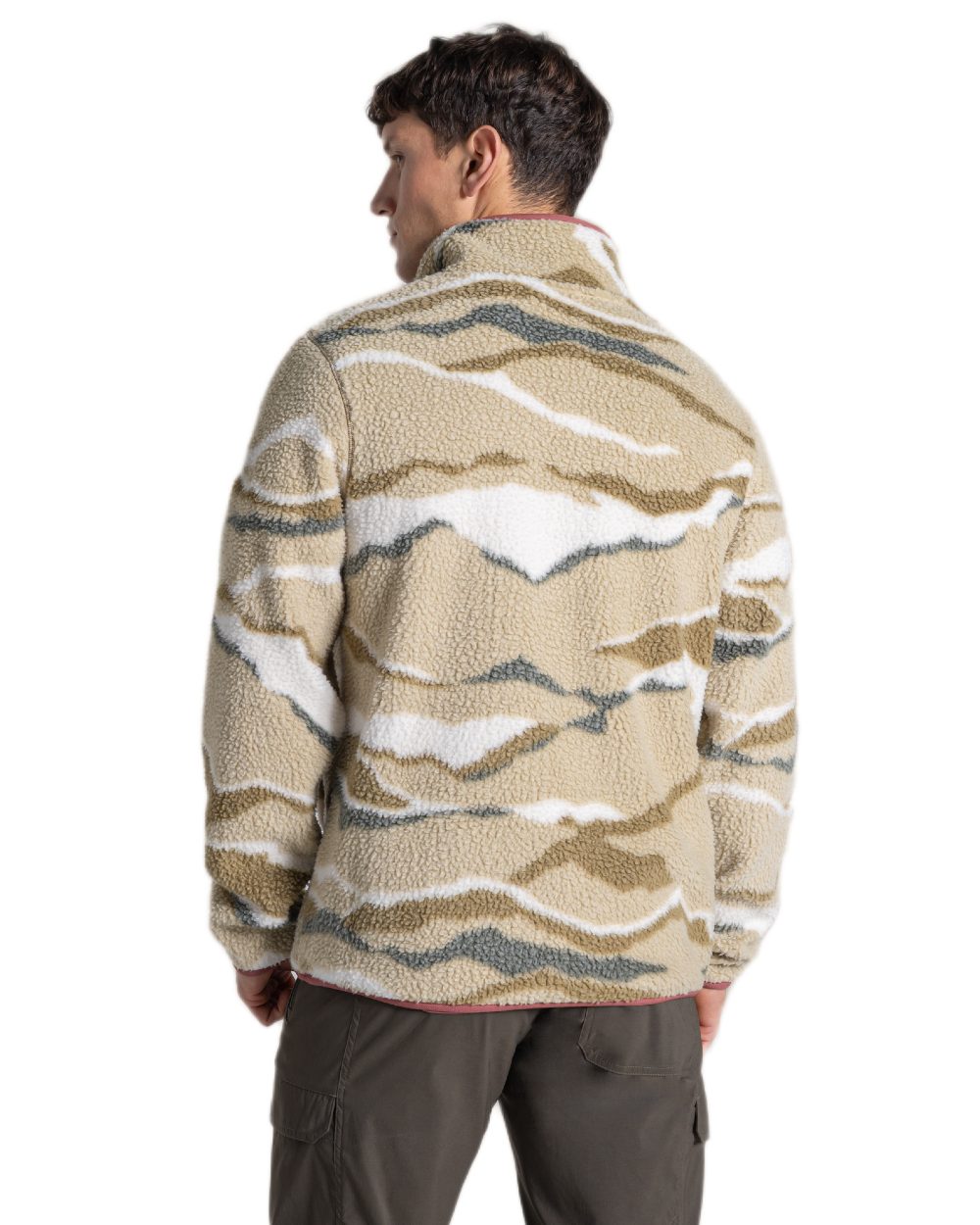 Cardamon Print coloured Craghoppers Mens National Trust Rawthey Half Zip Fleece on white background 