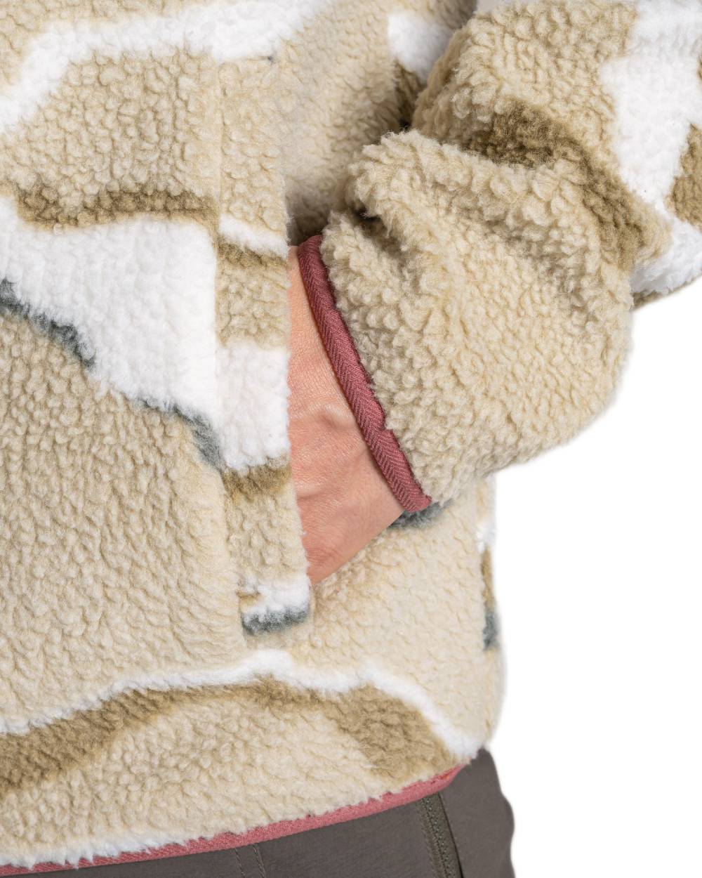 Cardamon Print coloured Craghoppers Mens National Trust Rawthey Half Zip Fleece on white background 