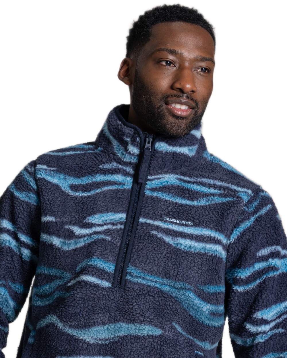 Dark Navy coloured Craghoppers Mens National Trust Rawthey Half Zip Fleece on white background 