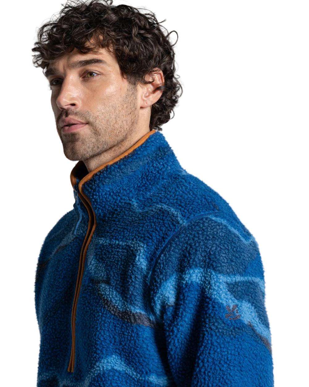 Juniper Berry Print coloured Craghoppers Mens National Trust Rawthey Half Zip Fleece on white background 