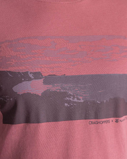 Atlas Red coloured Craghoppers Mens National Trust Sabden Short Sleeved T-Shirt on white background 