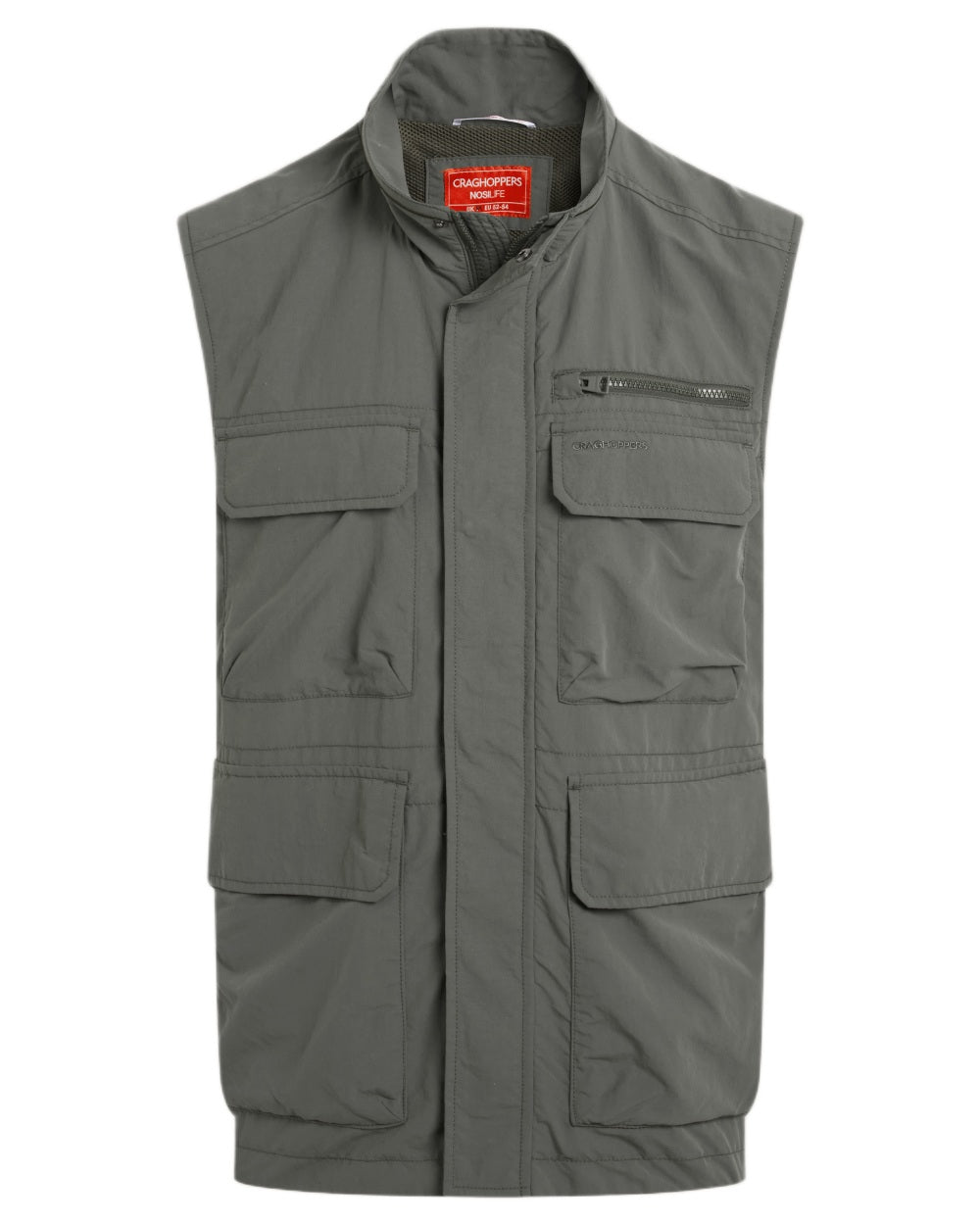 Dark Sage coloured Craghoppers Mens NosiLife Adventure Gilet V on white background 