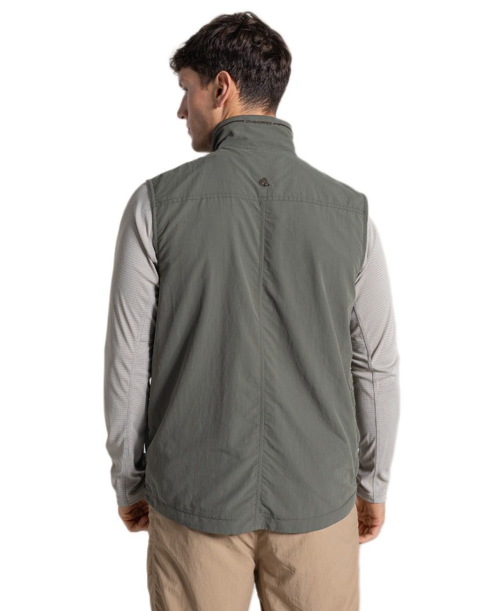 Dark Sage coloured Craghoppers Mens NosiLife Adventure Gilet V on white background 
