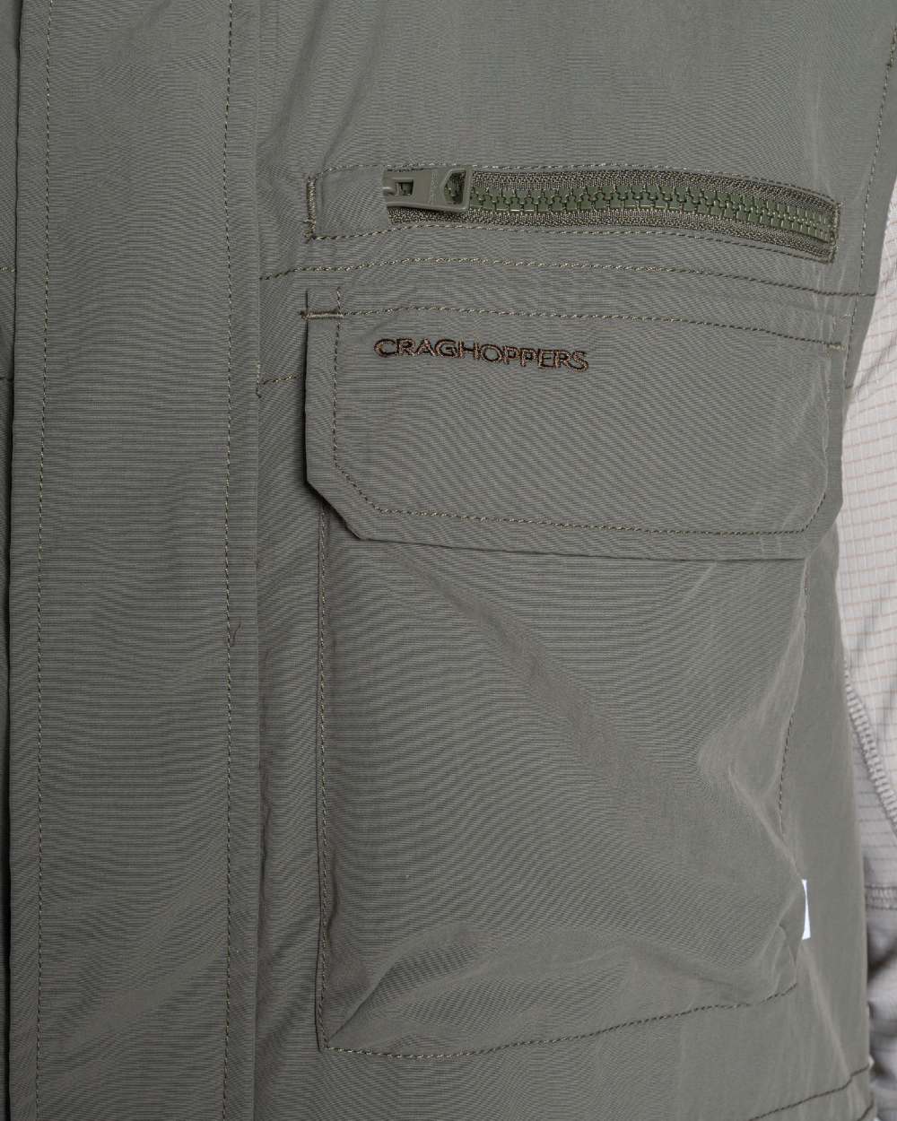 Dark Sage coloured Craghoppers Mens NosiLife Adventure Gilet V on white background 