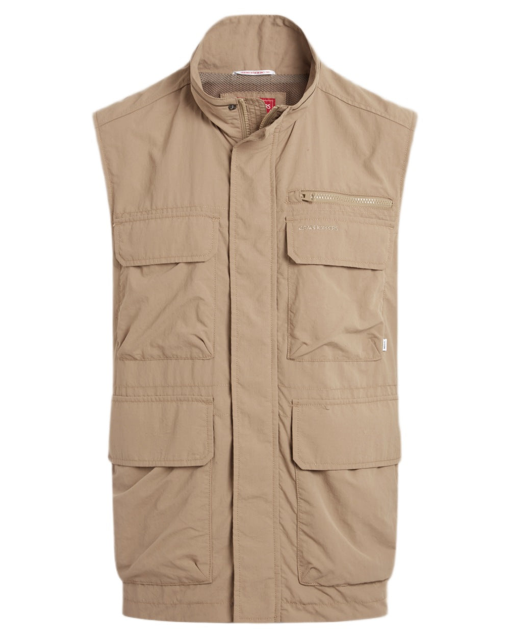 Earthenware coloured Craghoppers Mens NosiLife Adventure Gilet V on white background 