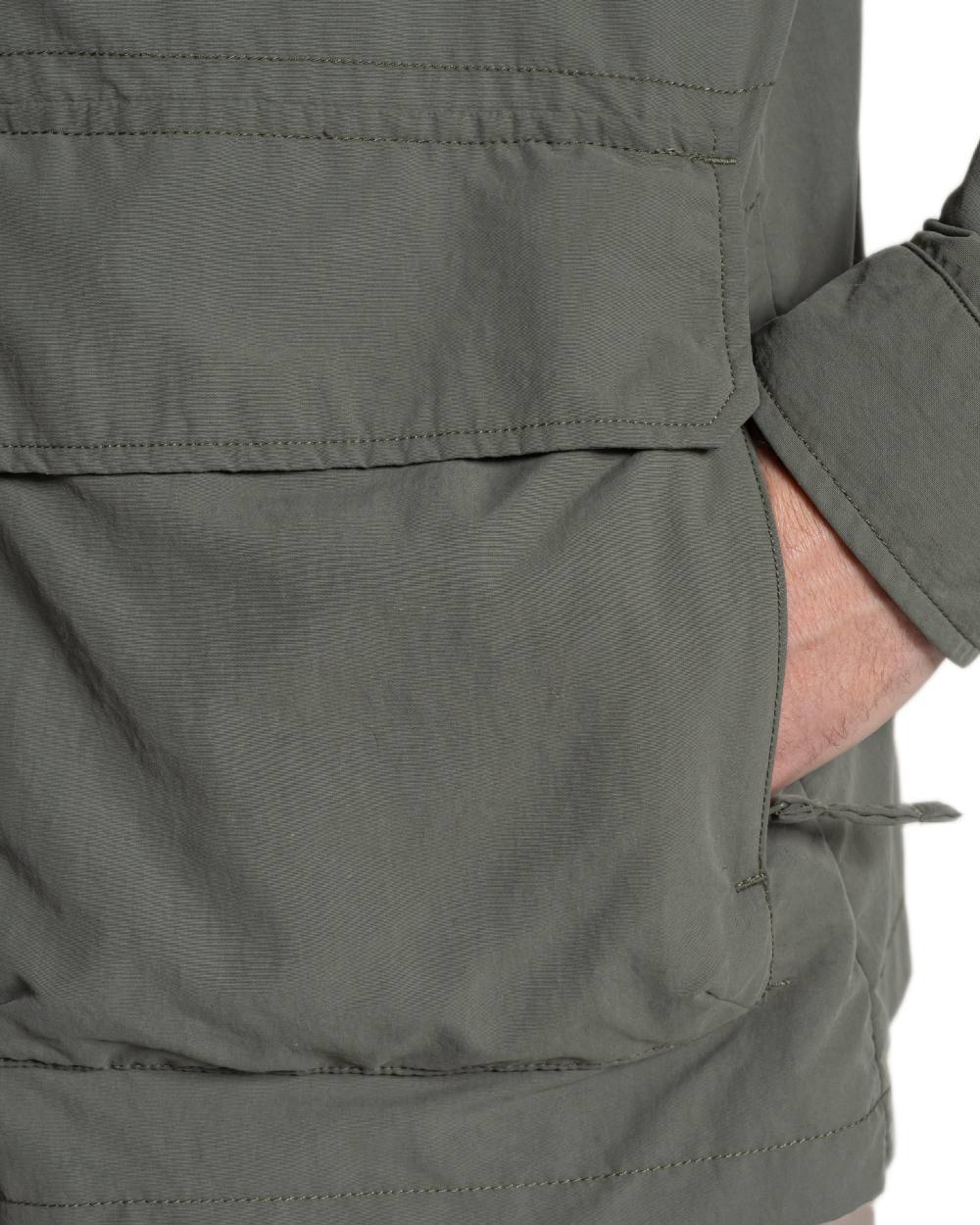 Dark Sage coloured Craghoppers Mens NosiLife Adventure Jacket V on white background 