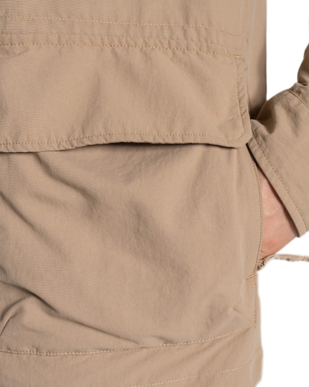 Earthenware coloured Craghoppers Mens NosiLife Adventure Jacket V on white background 
