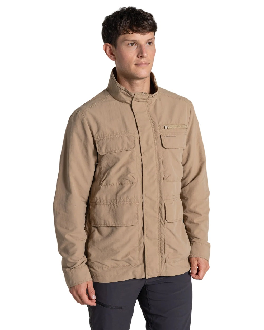 Earthenware coloured Craghoppers Mens NosiLife Adventure Jacket V on white background 