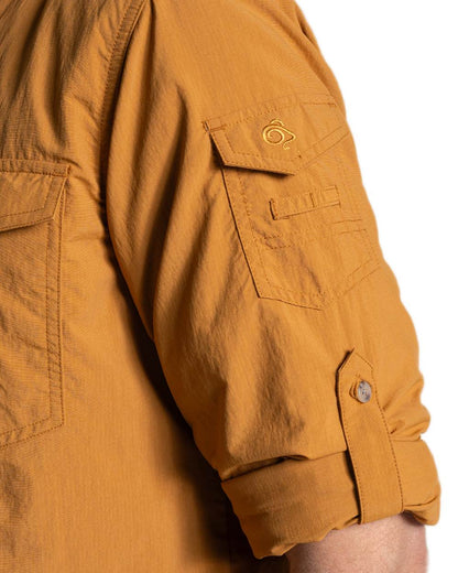 Deep Henna Craghoppers Mens NosiLife Adventure Long Sleeved Shirt III on white background 