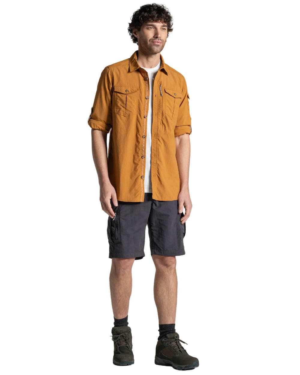 Deep Henna Craghoppers Mens NosiLife Adventure Long Sleeved Shirt III on white background 