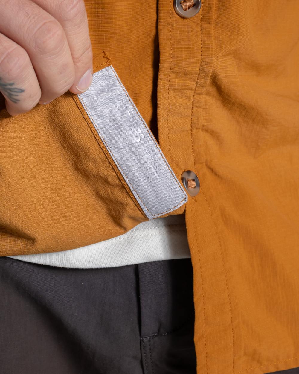 Deep Henna Craghoppers Mens NosiLife Adventure Long Sleeved Shirt III on white background 