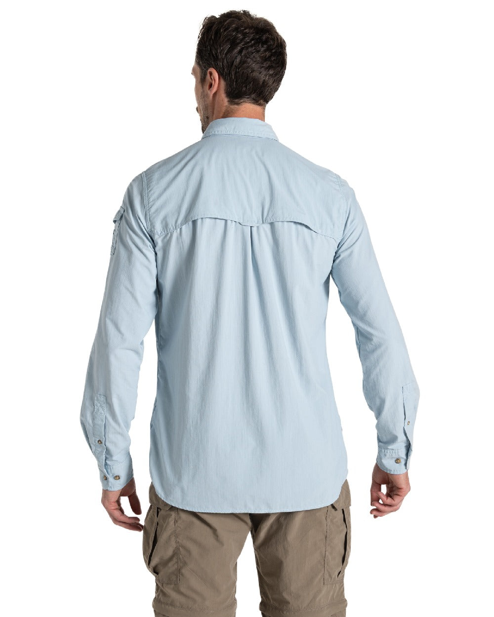 Niagara Blue Craghoppers Mens NosiLife Adventure Long Sleeved Shirt III on white background 