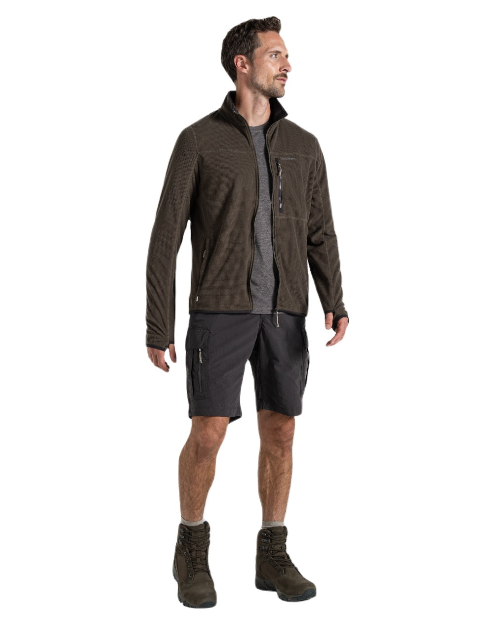 Black Pepper coloured Craghoppers Mens NosiLife Cargo Short III on white background 