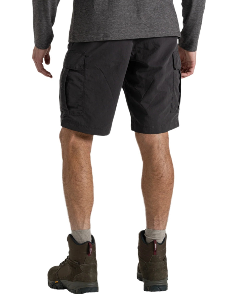 Black Pepper coloured Craghoppers Mens NosiLife Cargo Short III on white background 