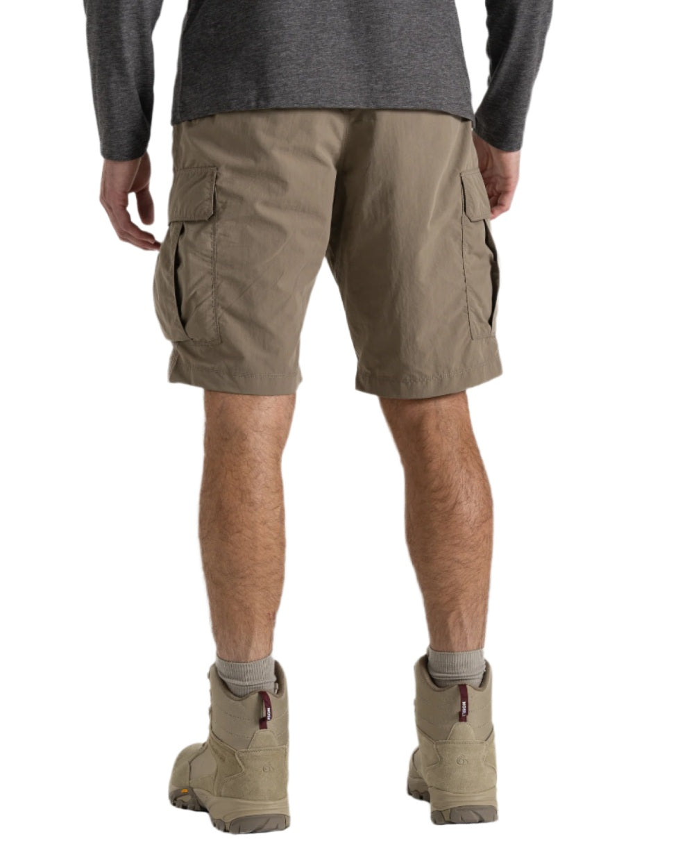 Pebble coloured Craghoppers Mens NosiLife Cargo Short III on white background 