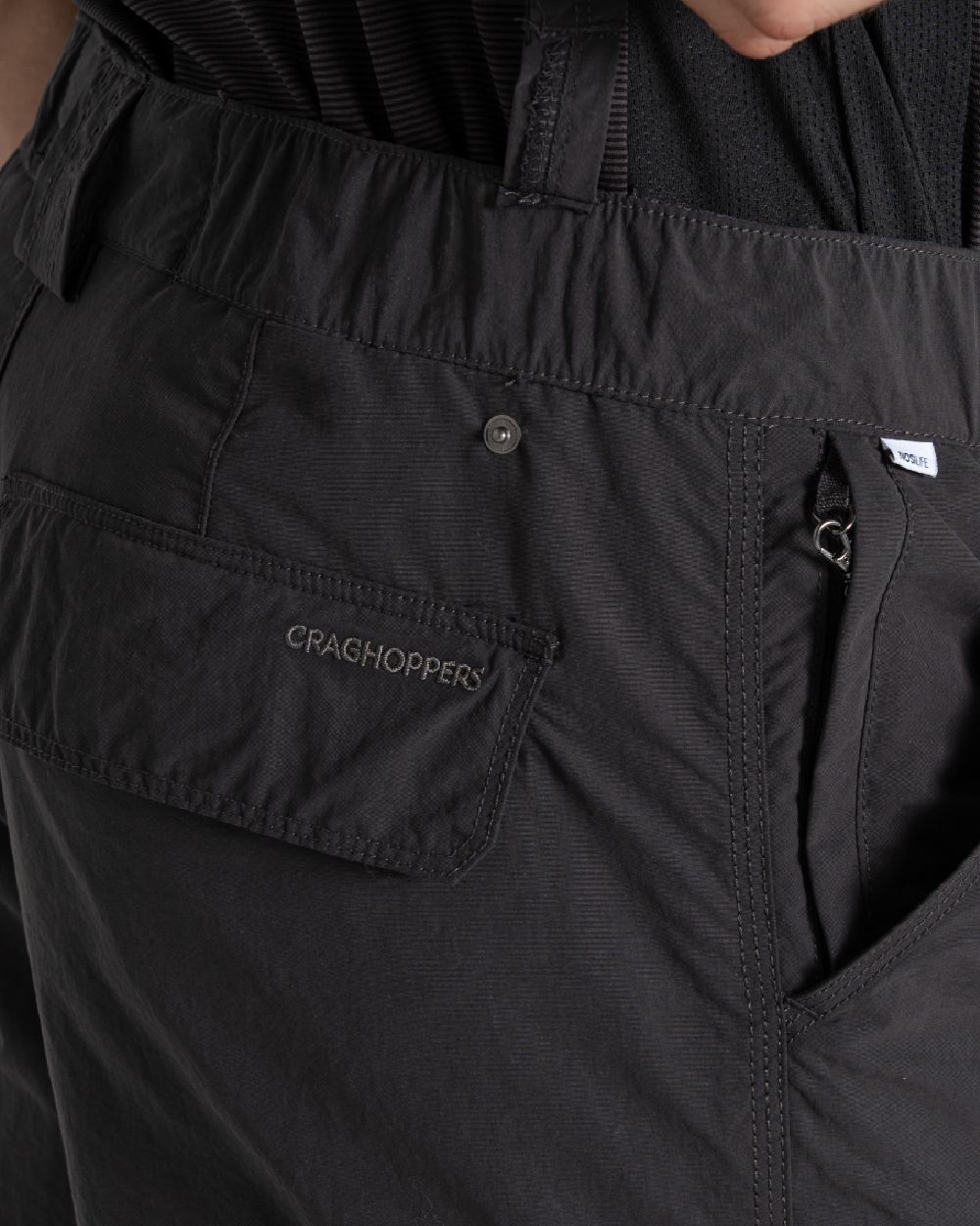 Black Pepper coloured Craghoppers Mens NosiLife Cargo Trouser III on white background 