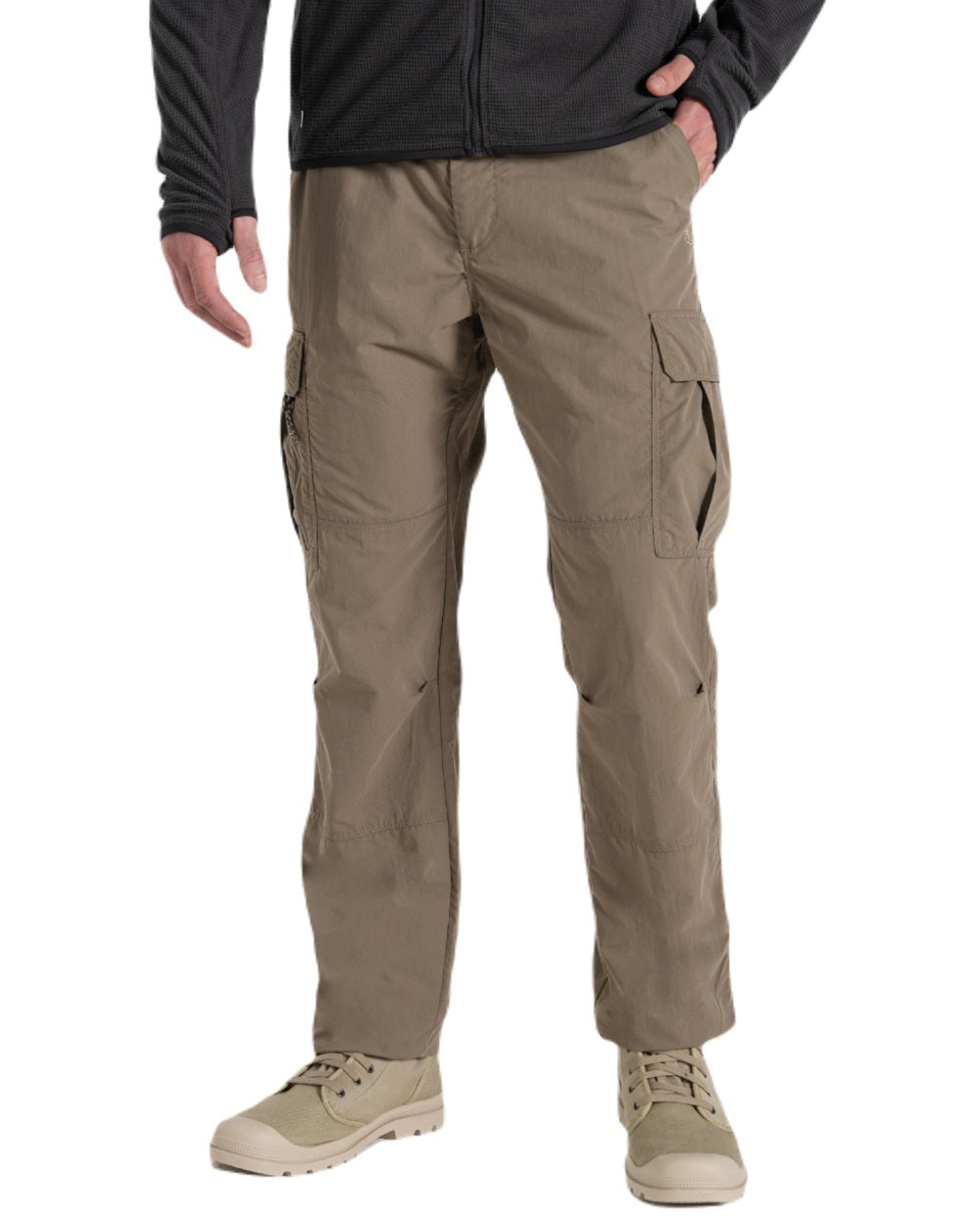 Pebble coloured Craghoppers Mens NosiLife Cargo Trouser III on white background 