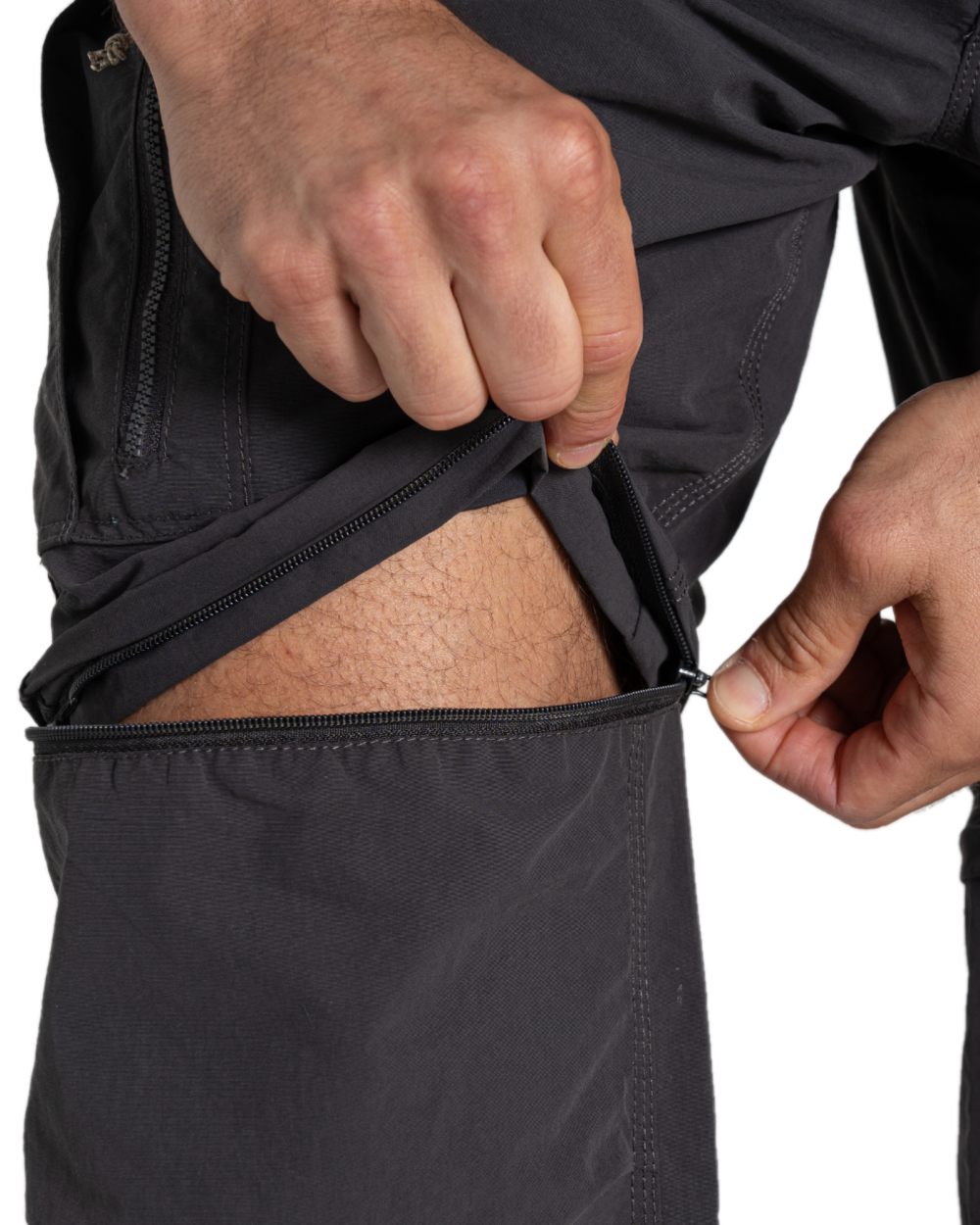 Black Pepper coloured Craghoppers Mens NosiLife Convertible Cargo Trouser III on white background 