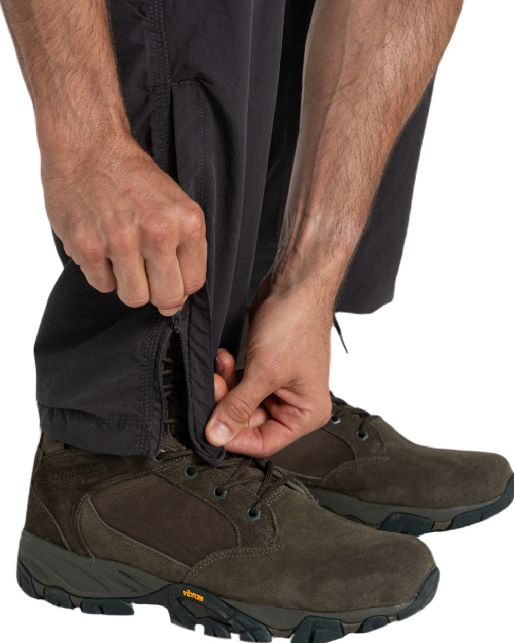 Black Pepper coloured Craghoppers Mens NosiLife Convertible Cargo Trouser III on white background 