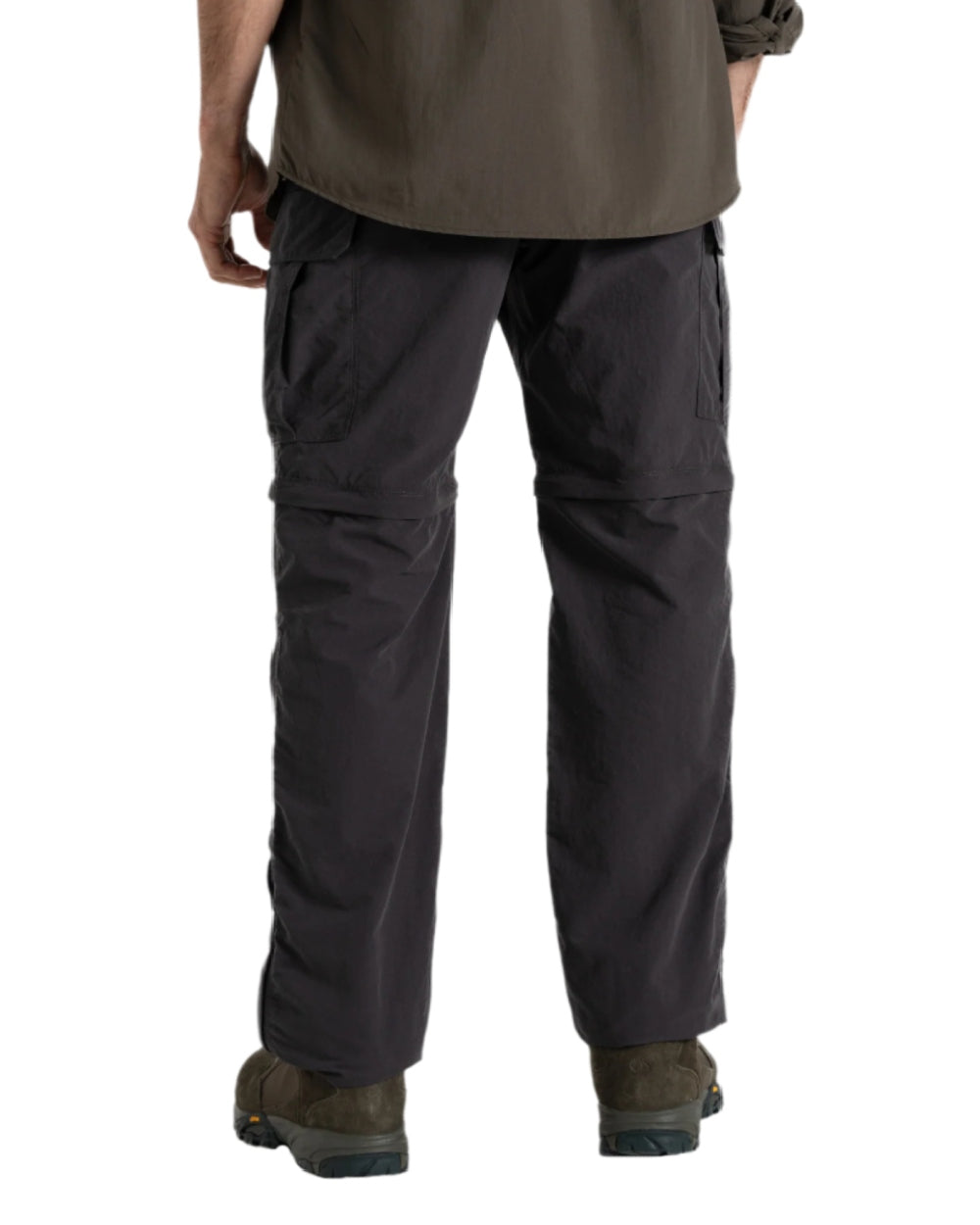 Black Pepper coloured Craghoppers Mens NosiLife Convertible Cargo Trouser III on white background 