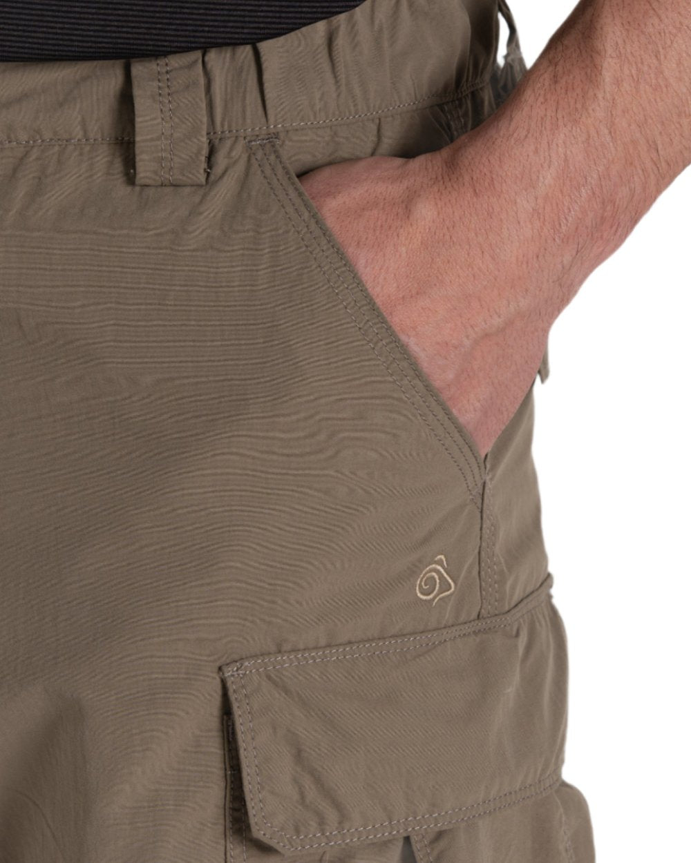 Pebble coloured Craghoppers Mens NosiLife Convertible Cargo Trouser III on white background 