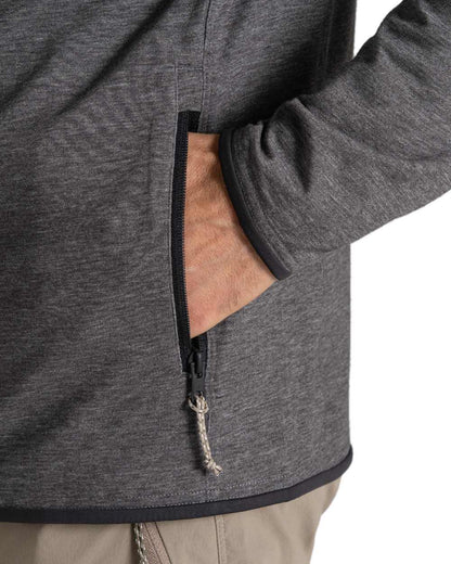 Black Pepper Marl coloured Craghoppers Mens NosiLife Deft Hooded Jacket on white background 