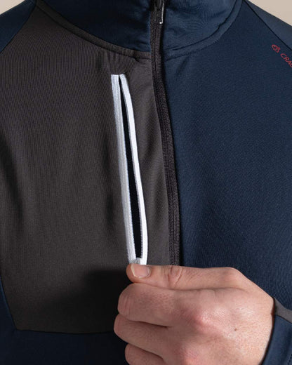 Blue Navy Coloured Craghoppers Mens Nosilife Goswick Half Zip Top on Beige Background 