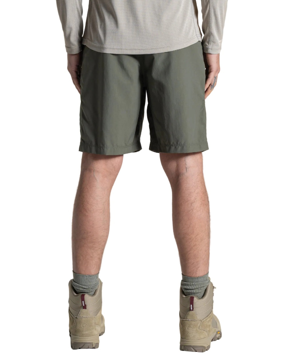 Dark Sage coloured Craghoppers Mens NosiLife Kadin Cargo Shorts on white background 
