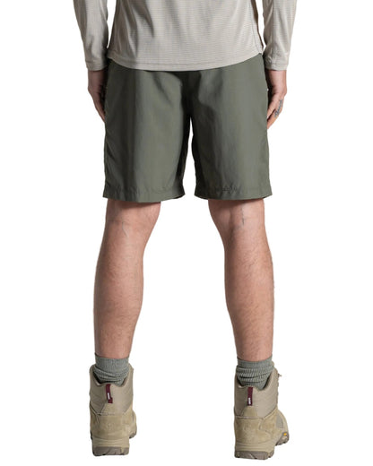 Dark Sage coloured Craghoppers Mens NosiLife Kadin Cargo Shorts on white background 