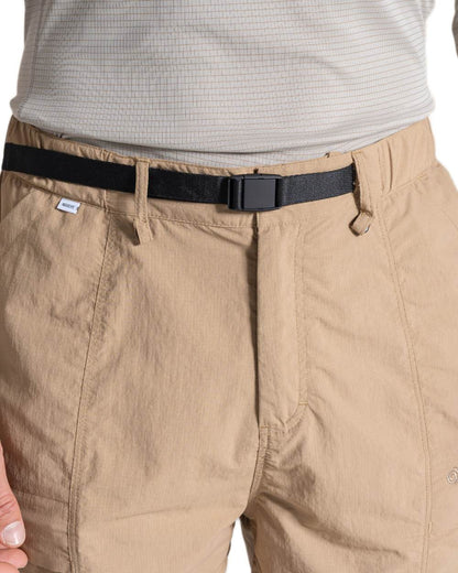 Earthenware coloured Craghoppers Mens NosiLife Kadin Cargo Shorts on white background 