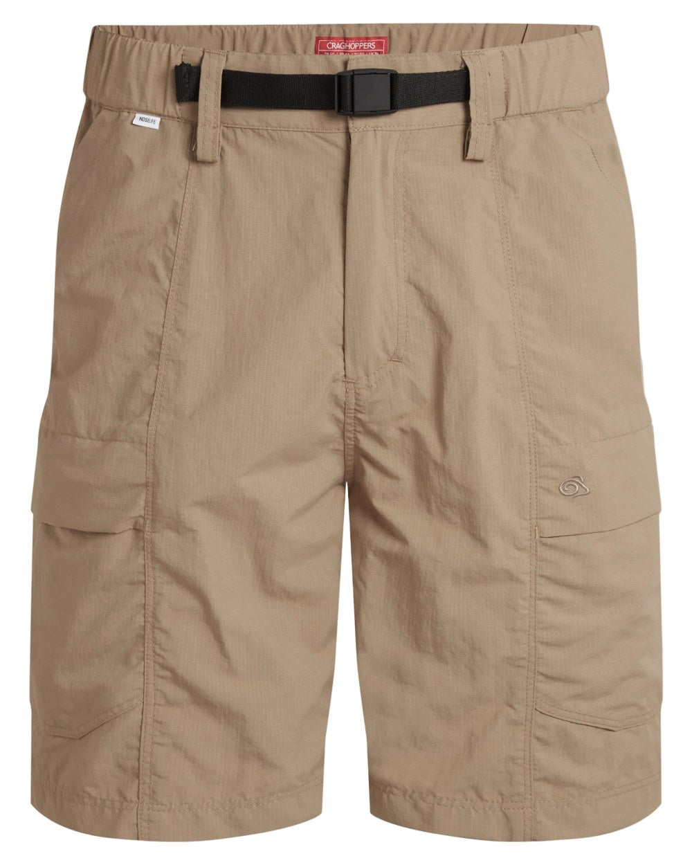 Earthenware coloured Craghoppers Mens NosiLife Kadin Cargo Shorts on white background 