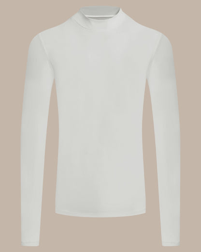 White Coloured Craghoppers Mens Nosilife Long Sleeved Neck Top on Beige Background 