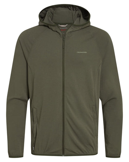 Dark Sage coloured Craghoppers Mens NosiLife Nadim Hooded Jacket on white background 