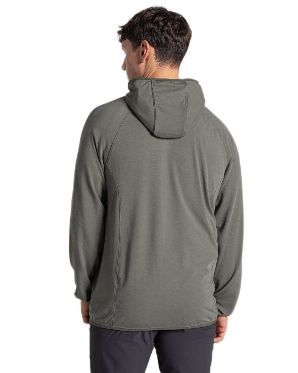 Dark Sage coloured Craghoppers Mens NosiLife Nadim Hooded Jacket on white background 