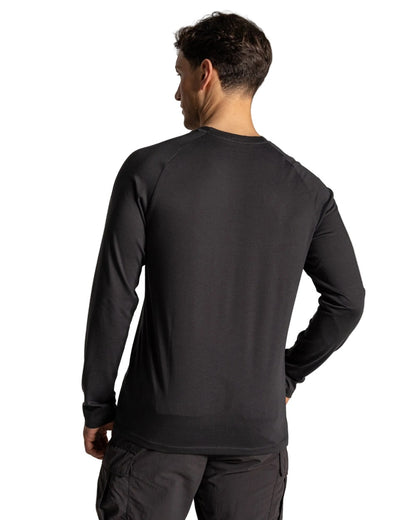 Dark Iron coloured Craghoppers Mens NosiLife Nour Long Sleeved T-Shirt on white background 