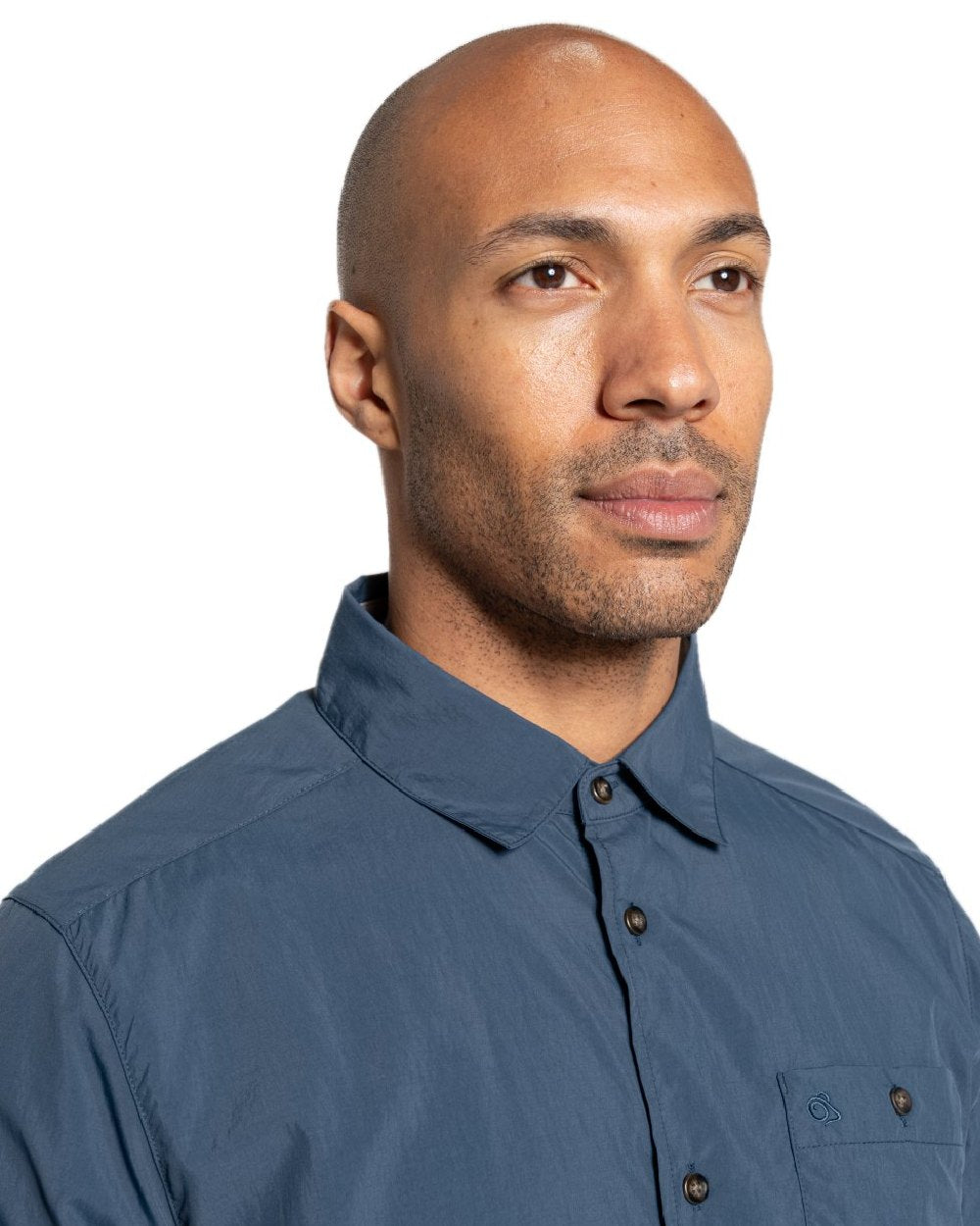 Blue Stone coloured Craghoppers Mens NosiLife Nuoro Long Sleeved Shirt II on white background 