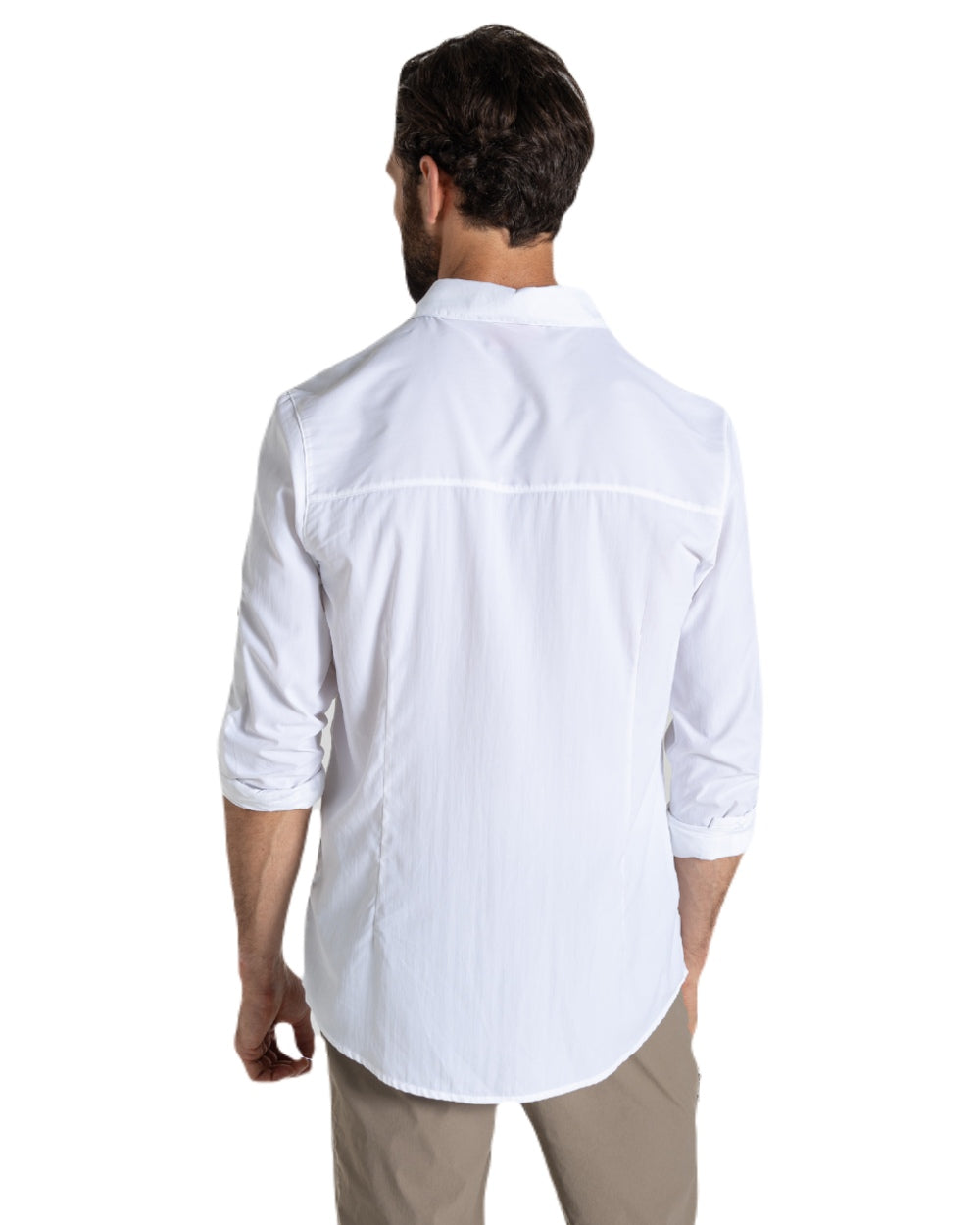White coloured Craghoppers Mens NosiLife Nuoro Long Sleeved Shirt II on white background 