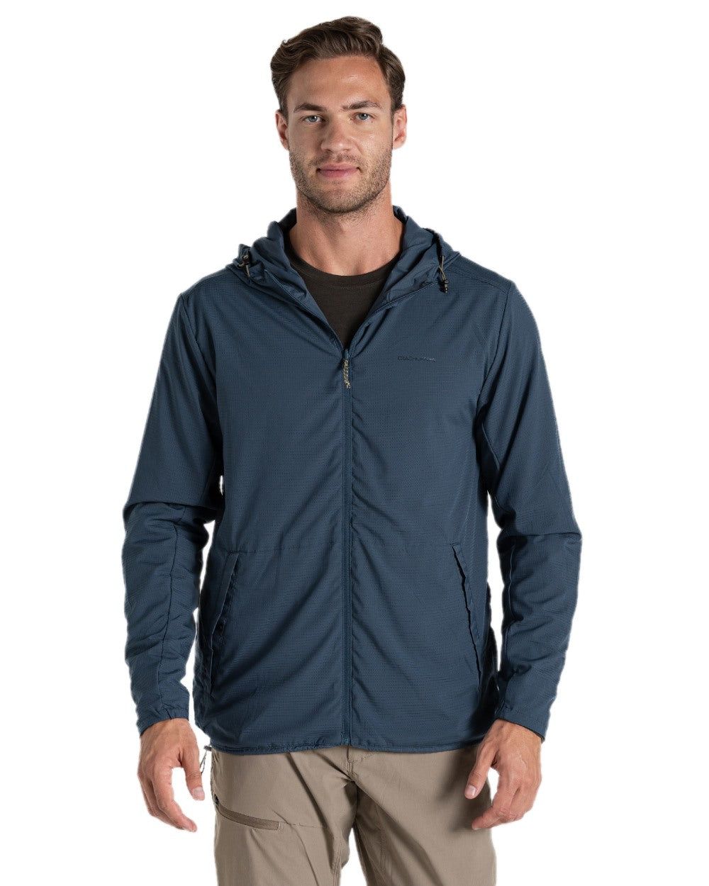 Blue Stone coloured Craghoppers Mens NosiLife Ovis Reversible Jacket on white background 