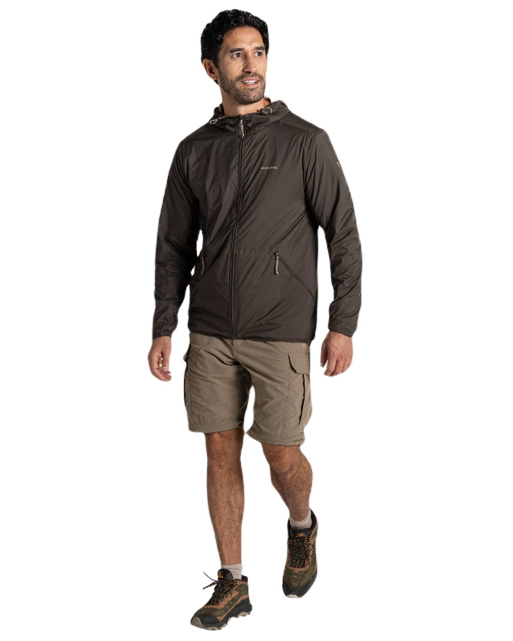 Woodland Green Earthenware coloured Craghoppers Mens NosiLife Ovis Reversible Jacket on white background 