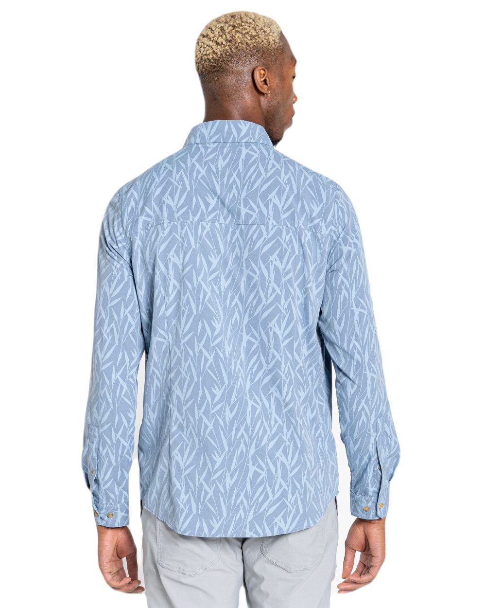 Salton Blue Print Coloured Craghoppers Mens NosiLife Pinyon Long Sleeved Shirt On A White Background 