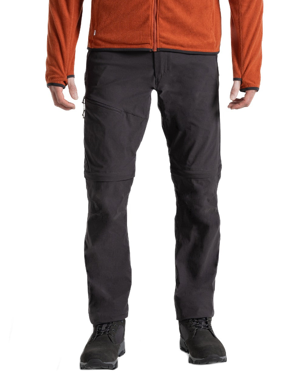 Black Pepper coloured Craghoppers Mens NosiLife Pro Convertible Trouser III on white background 