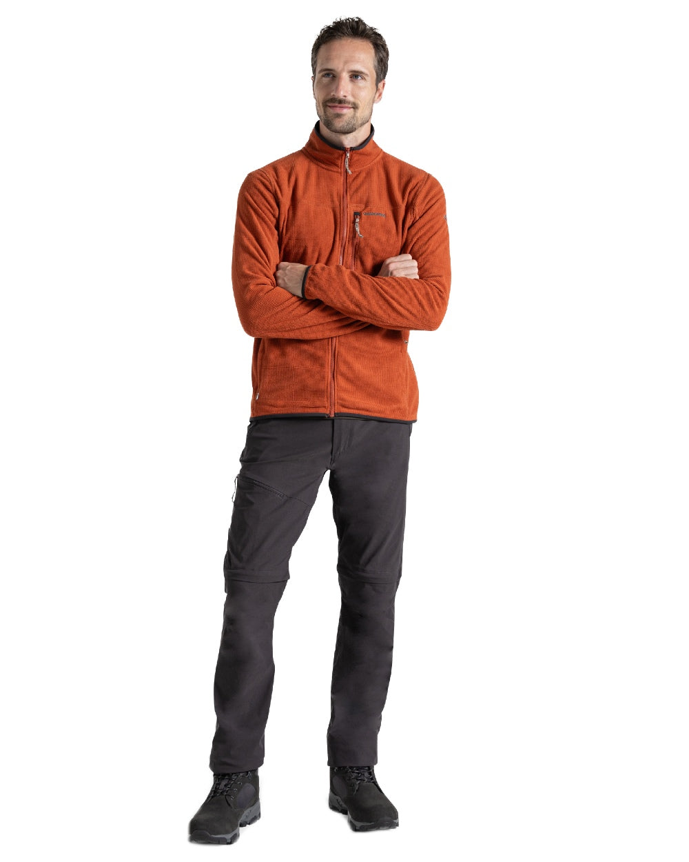 Black Pepper coloured Craghoppers Mens NosiLife Pro Convertible Trouser III on white background 